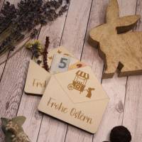 Geldgeschenk zu Ostern / Briefumschlag aus Holz / Geldgeschenk aus Holz / Gutscheinverpackung aus Holz Bild 2