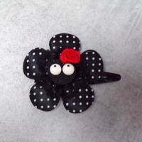 Witzige Haarspange schwarz  polka dots Blume Rose Spitze Bild 1