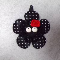 Witzige Haarspange schwarz  polka dots Blume Rose Spitze Bild 2
