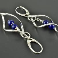 Ohrhänger 925er Silber mit Lapislazuli, Spiralohrringe mit Lapis Lazuli Perlen, große, lange, Ohrringe dunkelblau Bild 4