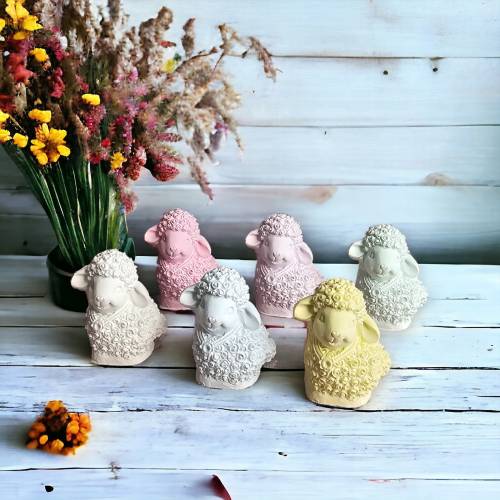 Entzückende handgegossene Schafe: Perfekt für Deko und Geschenke in 6 Pastellfarben
