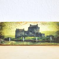 Eilean Donan Castle Isle of Skye Schlüsselbrett upcycling Weinkistenbrett mit 4 Haken Bild 1