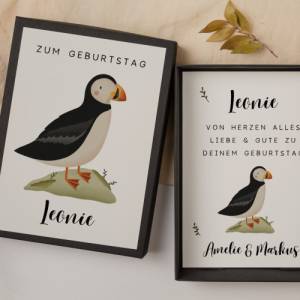 Geschenkschachtel zum Geburtstag Puffin Island - Geldgeschenk Papageientaucher - personalisiertes Geburtstagsgeschenk Ge Bild 2
