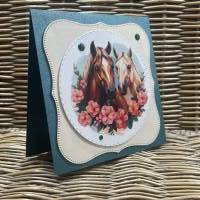 Grußkarte - mit Pferdepärchen -  Valentinstag - Hochzeit - Verlobung - Geburtstag - Freundschaft - handmade Bild 2