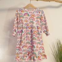 Kleid mit Rüschen aus BIO Baumwolle, Stoffdesign "little Rainbow" von Lillestoff Bild 1