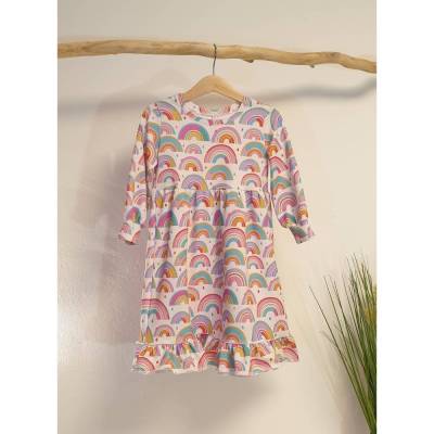 KLEID mit Rüschensaum aus BIO Baumwolle RAINBOW