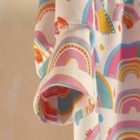 Kleid mit Rüschen aus BIO Baumwolle, Stoffdesign "little Rainbow" von Lillestoff Bild 3