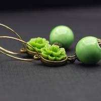 Ohrringe, Perlen, grün, Creolen, hellgrün, lindgrün Bild 5
