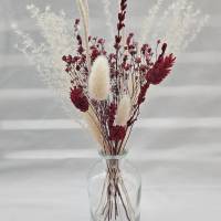 Trockenblumen Strauß / rosa weiß grün natur rot / klein / Phalaris, Hafer, Lagurus / Deko / Geschenk / Geburtstag Bild 3