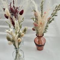 Trockenblumen Strauß / rosa weiß grün natur rot / klein / Phalaris, Hafer, Lagurus / Deko / Geschenk / Geburtstag Bild 8