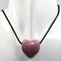 Rhodonit (Herz) | Halskette mit Band oder Silber 925 --- Stein-Größe: 29 x 28 mm Bild 2