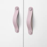 Ledergriffe Blass Rosa Serie "Arc" handgefertigte Möbelgriffe in Pastell / Schrankgriffe in 30 Farben Bild 1