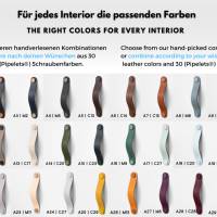 Ledergriffe Blass Rosa Serie "Arc" handgefertigte Möbelgriffe in Pastell / Schrankgriffe in 30 Farben Bild 3