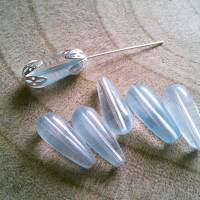 20 Stk. Glas Perlen in Tropfen Form 19 mm x 8 mm Hellblau Bild 2