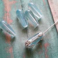 20 Stk. Glas Perlen in Tropfen Form 19 mm x 8 mm Hellblau Bild 4