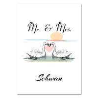 Poster Mr. & Mrs. | Personalisiert mit Namen | Geschenk für Paare | zum Valentinstag | Hochzeit | Schwan 177 Bild 2