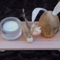 Osterdekoration Hase Teelicht Trockenblumen auf Tablett Aufsteller Holz Geschenk Idee Bild 3