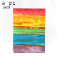 Regenbogen, Notizbuch, A5, Goldprägung peace, handgefertigt Bild 2