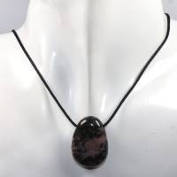 Rhodonit | Halskette mit Band oder Silber 925 --- Stein-Größe: 29 x 20 mm Bild 2