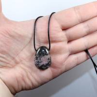 Rhodonit | Halskette mit Band oder Silber 925 --- Stein-Größe: 29 x 20 mm Bild 7