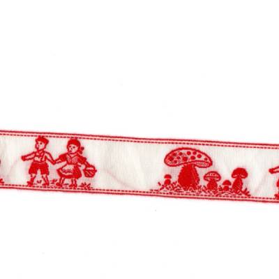 Band Borte Vintage Kinder mit Fliegenpilze - wunderschön für Bastel-oder Näharbeiten 120cm - 25mm breit