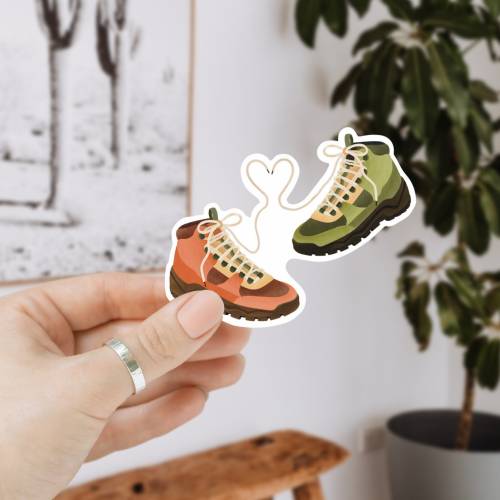 Sticker Wanderschuhe Liebe Vinyl Aufkleber Wandern Kiss Cut - Hiking Couple Sticker - Aufkleber Wasserflasche - Abziehbi
