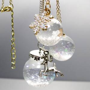 Stern Kette Schneekugel -  Schneekugel mit Schnee und Eiskristall / Weihnachtsgeschenk / Wasser Kette / Geschenk Bild 3
