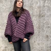 Merino Cardigan, handgestricktes Einzelstück, chunky, bulky knit, unspun Yarn, unversponnene Wolle Bild 4