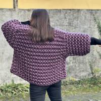 Merino Cardigan, handgestricktes Einzelstück, chunky, bulky knit, unspun Yarn, unversponnene Wolle Bild 7