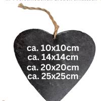 Schieferplatte Herz, Grabschmuck personalisiert, Gedenktafel, Hund, 10cm -25cm Bild 3