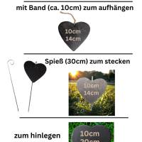 Schieferplatte Herz, Grabschmuck personalisiert, Gedenktafel, Hund, 10cm -25cm Bild 4