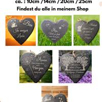 Schieferplatte Herz, Grabschmuck personalisiert, Gedenktafel, Hund, 10cm -25cm Bild 6