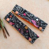 Nadelgarage, Nadelsafe, Nadeltasche für 15 cm lange Sockennadeln, mit Strick-Motiven, i love knitting Bild 3