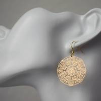 Ornament Ohrringe Gold, Mandala Ohrringe, Boho hängende Ohrringe, filigrane Ohrhänger, rund, leichte Ohrringe, Edelstahl Bild 10