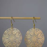 Ornament Ohrringe Gold, Mandala Ohrringe, Boho hängende Ohrringe, filigrane Ohrhänger, rund, leichte Ohrringe, Edelstahl Bild 5