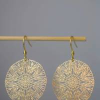 Ornament Ohrringe Gold, Mandala Ohrringe, Boho hängende Ohrringe, filigrane Ohrhänger, rund, leichte Ohrringe, Edelstahl Bild 6