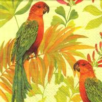 10 einzelne Lunchservietten Papageie, farbenfroh in Zweigen, von PAW Bild 1