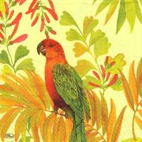 10 einzelne Lunchservietten Papageie, farbenfroh in Zweigen, von PAW Bild 2