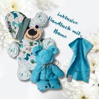 handgemachte Windeltorte Junge | besonderes Geschenk zur Geburt | handmade | Handtuch mit Stickerei | personalisiert Bild 1