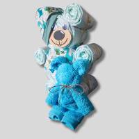 handgemachte Windeltorte Junge | besonderes Geschenk zur Geburt | handmade | Handtuch mit Stickerei | personalisiert Bild 3