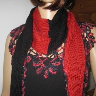 Dreieckstuch, Schaltuch aus extrafeier Merino-Wolle, gestrickt und gehäkelt, Schal, Stola