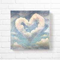 WOLKENHERZ Romantisches Wandbild auf Holz Leinwand Fineartpint Geschenk Landhausstil VintageStyle ShabbyChic kaufen Bild 1