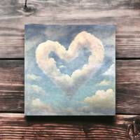 WOLKENHERZ Romantisches Wandbild auf Holz Leinwand Fineartpint Geschenk Landhausstil VintageStyle ShabbyChic kaufen Bild 5