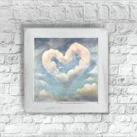 WOLKENHERZ Romantisches Wandbild auf Holz Leinwand Fineartpint Geschenk Landhausstil VintageStyle ShabbyChic kaufen Bild 7