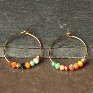 Creolen Perlen Ohrringe / Himmlische Ohrringe / Geschenk für sie / Origineller Schmuck / minimalistischer Schmuck Bild 2