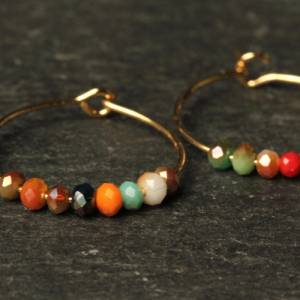 Creolen Perlen Ohrringe / Himmlische Ohrringe / Geschenk für sie / Origineller Schmuck / minimalistischer Schmuck Bild 3