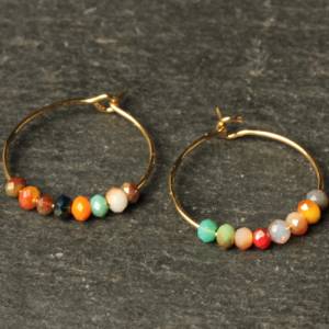 Creolen Perlen Ohrringe / Himmlische Ohrringe / Geschenk für sie / Origineller Schmuck / minimalistischer Schmuck Bild 5