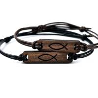 Handgefertigtes Holzarmband mit Fischsymbol - Einzigartiges Geschenk für Christen Bild 9