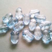 20x Glas Perlen Tulpen 11 mm x 7,5 mm hellblaue Farbe Bild 3