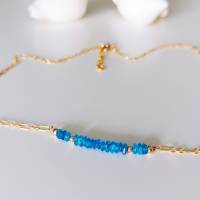 Zarte Gold filled Halskette mit Apatit blau, längenverstellbare Kette, Layer Kette Gold filled, Edelstein Kette Bild 3